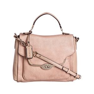 COACH MADISON GLITTER LIZARD Small Sadie Flap Satchel in Buff